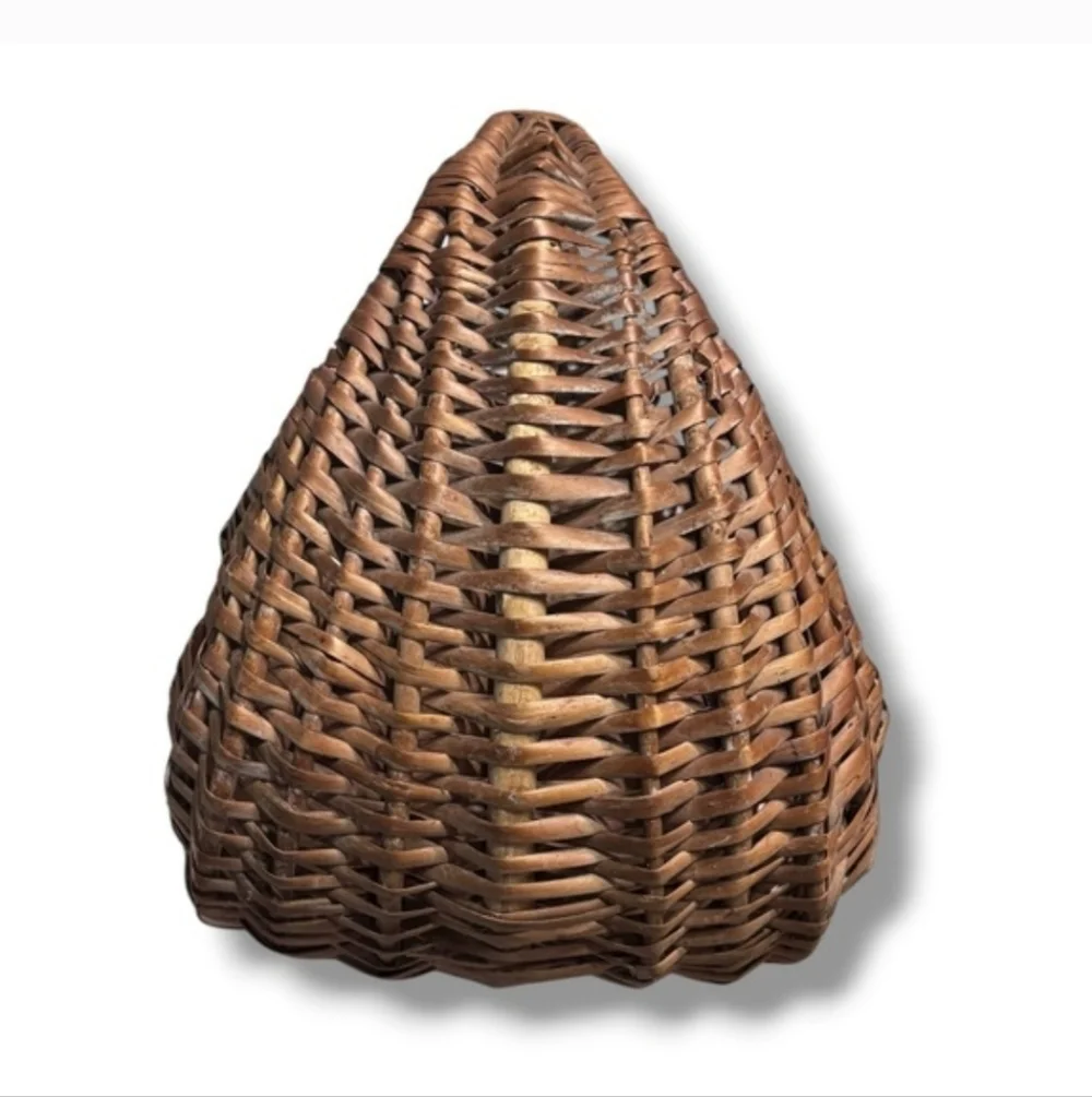 VINTAGE Large Wicker Rattan Half-Moon Oval Gondola Market Basket